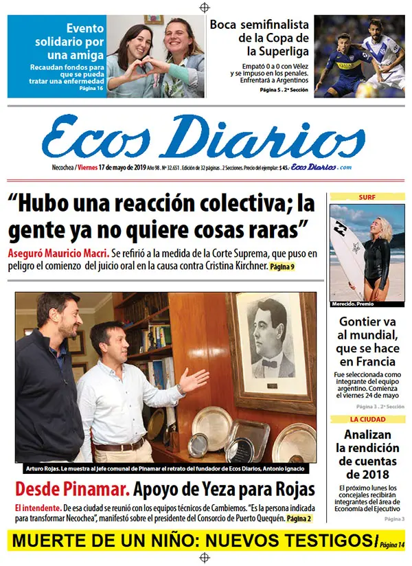 Tapa del 17 de mayo de 2019