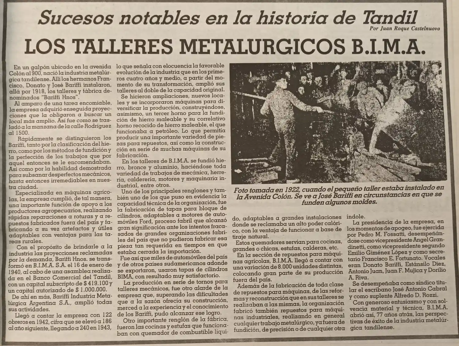 Los talleres metalúrgicos B.I.M.A.