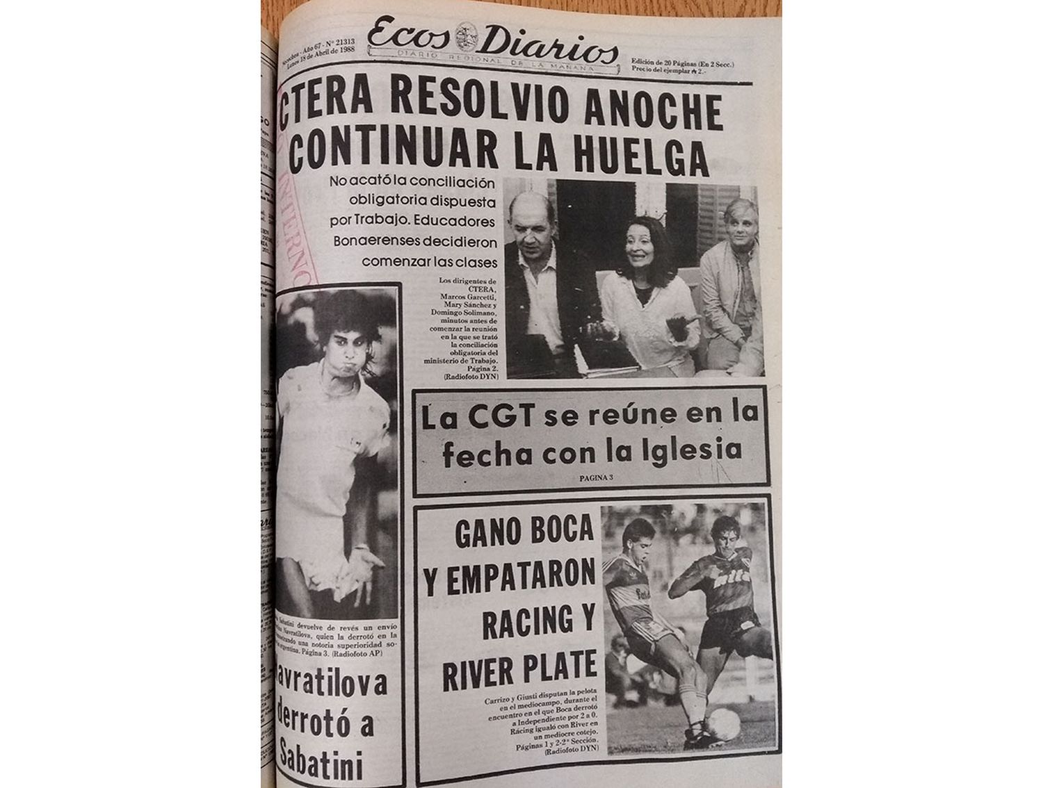 Lunes 18 de abril de 1988