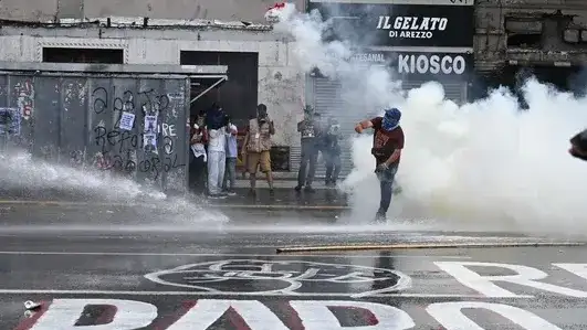 Disturbios en las inmediaciones del Congreso.