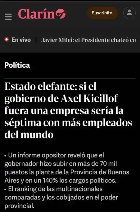 La publicación de Clarín.