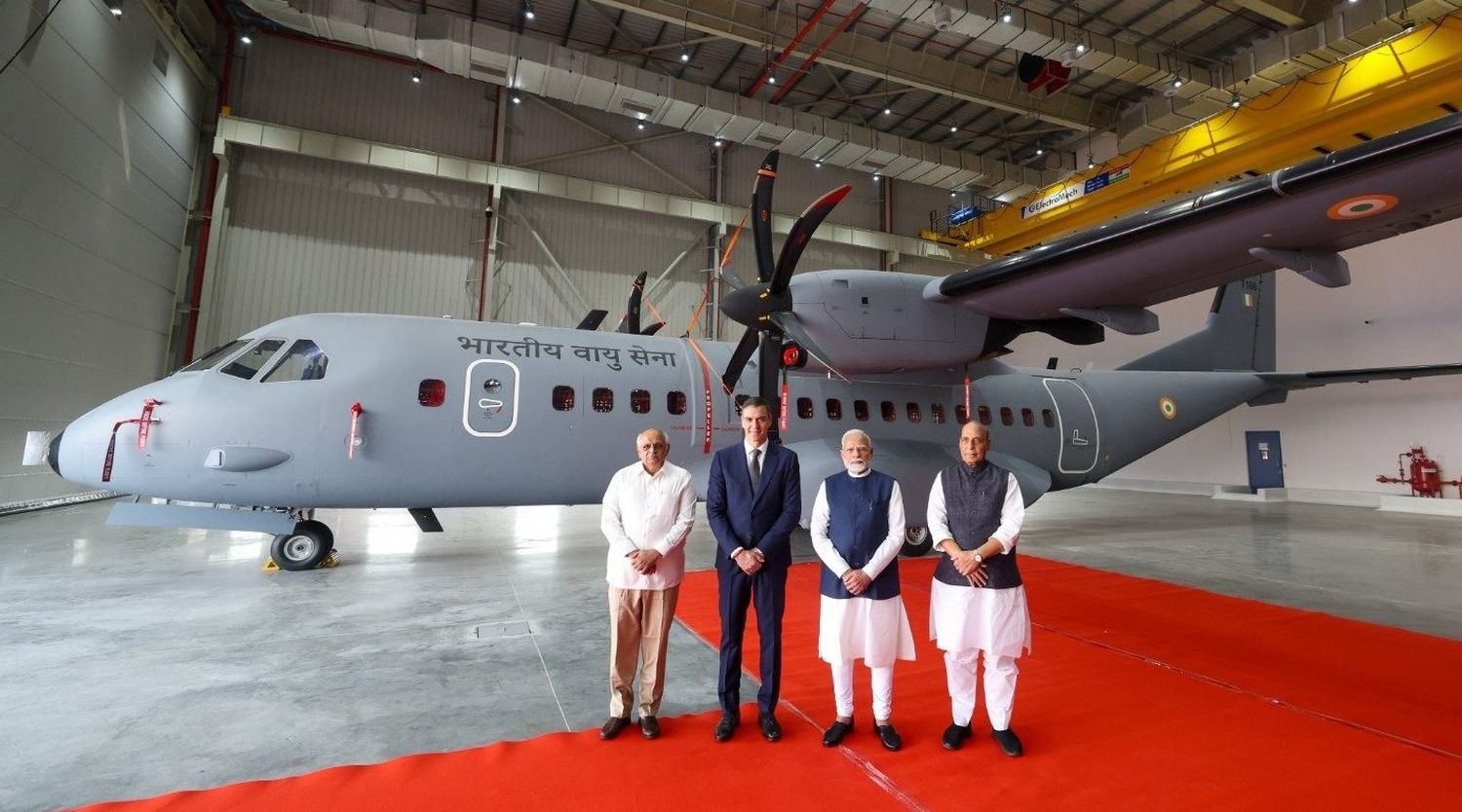 Narendra Modi and Pedro Sánchez inaugurated Airbus/TATA C295 final assembly line in India