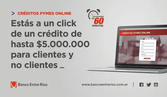Banco Entre Ríos: Créditos Online Pymes ahora se aprueban en sólo 60 minutos