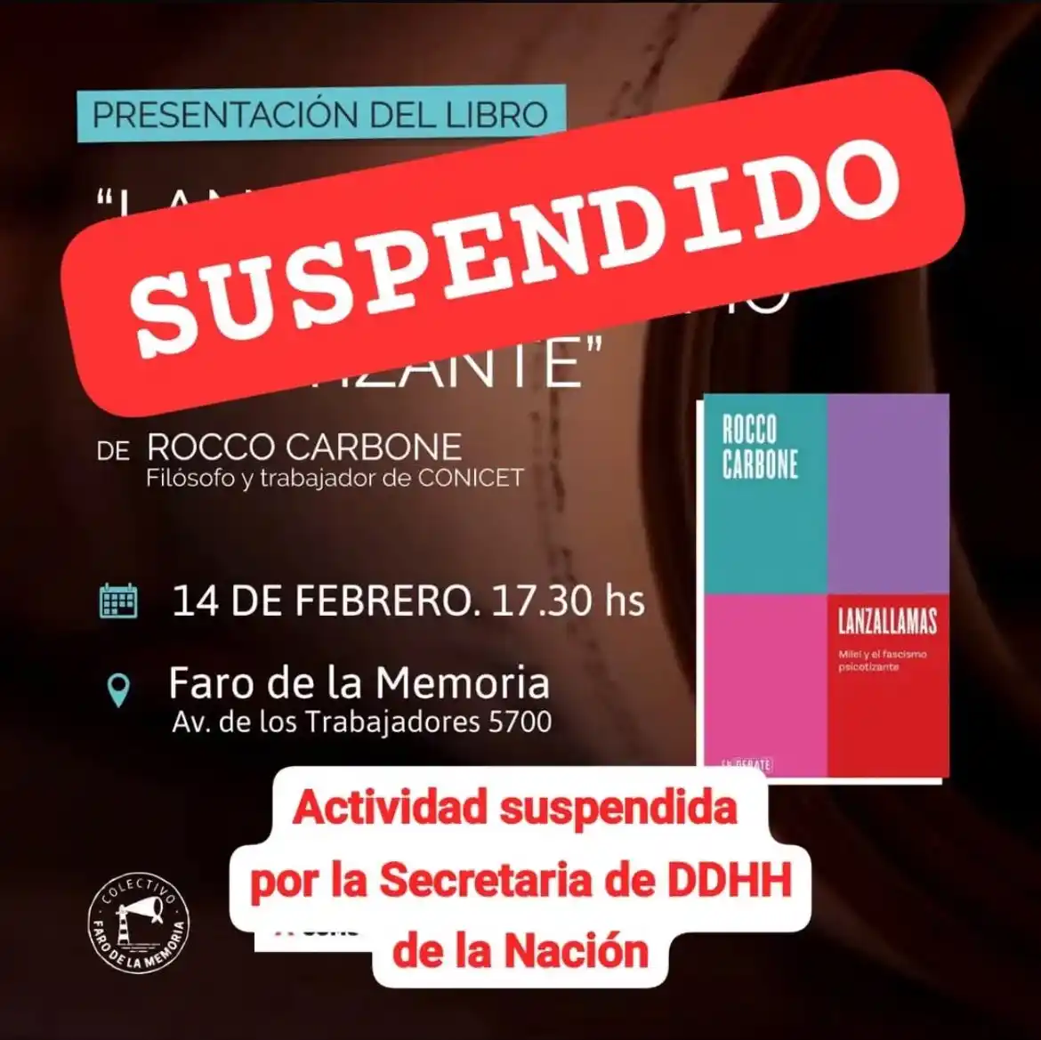 La imagen publicada por Rocco Carbone y el Colectivo del Faro por la Memoria.