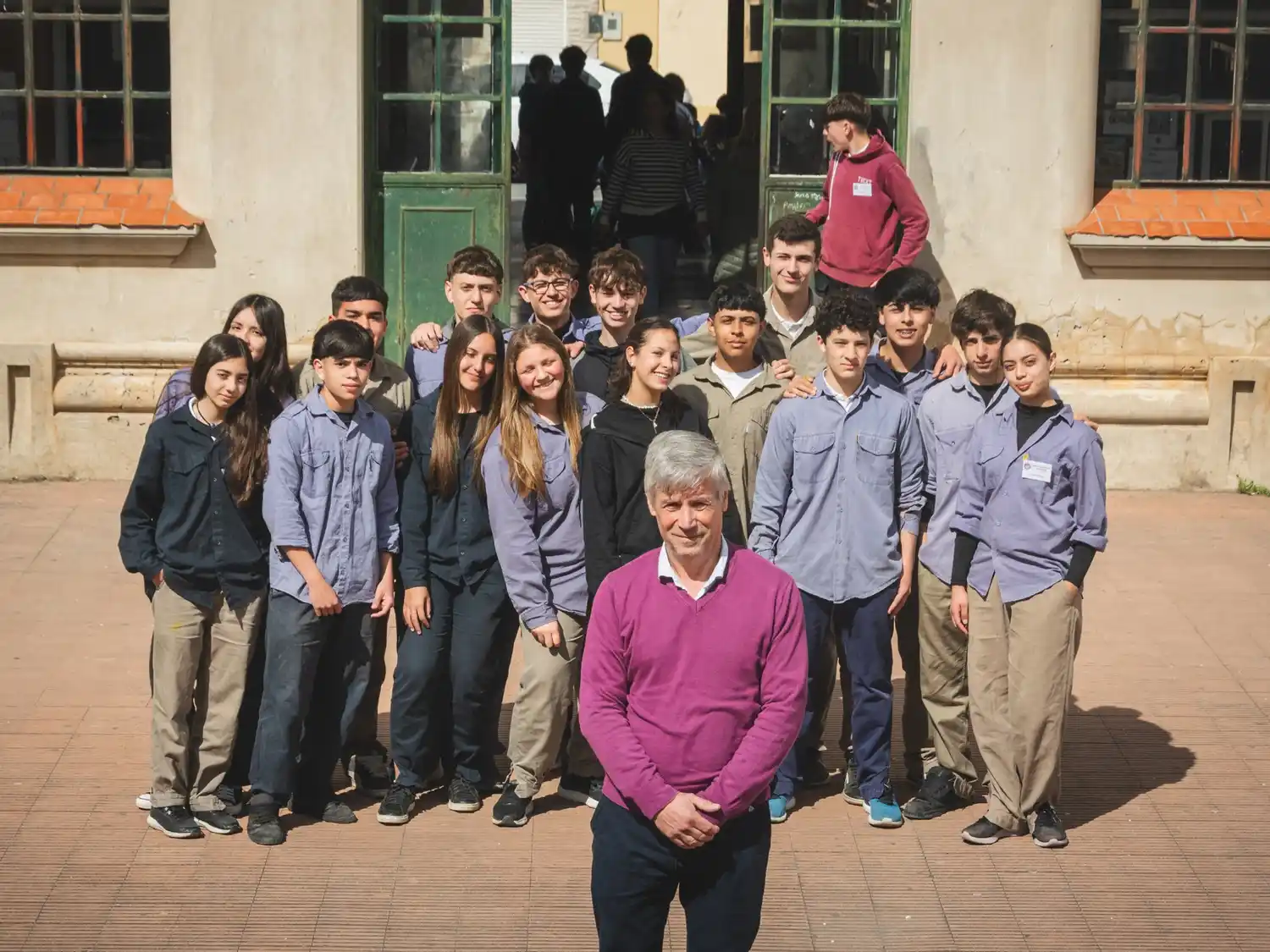 Hugo Muda en la Escuela Técnica 1. Como alumno y docente, integró la institución durante 42 años