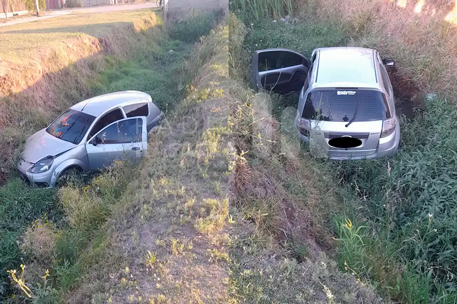 Un joven que manejaba un Ford Ka le pifió al camino y se cayó al zanjón