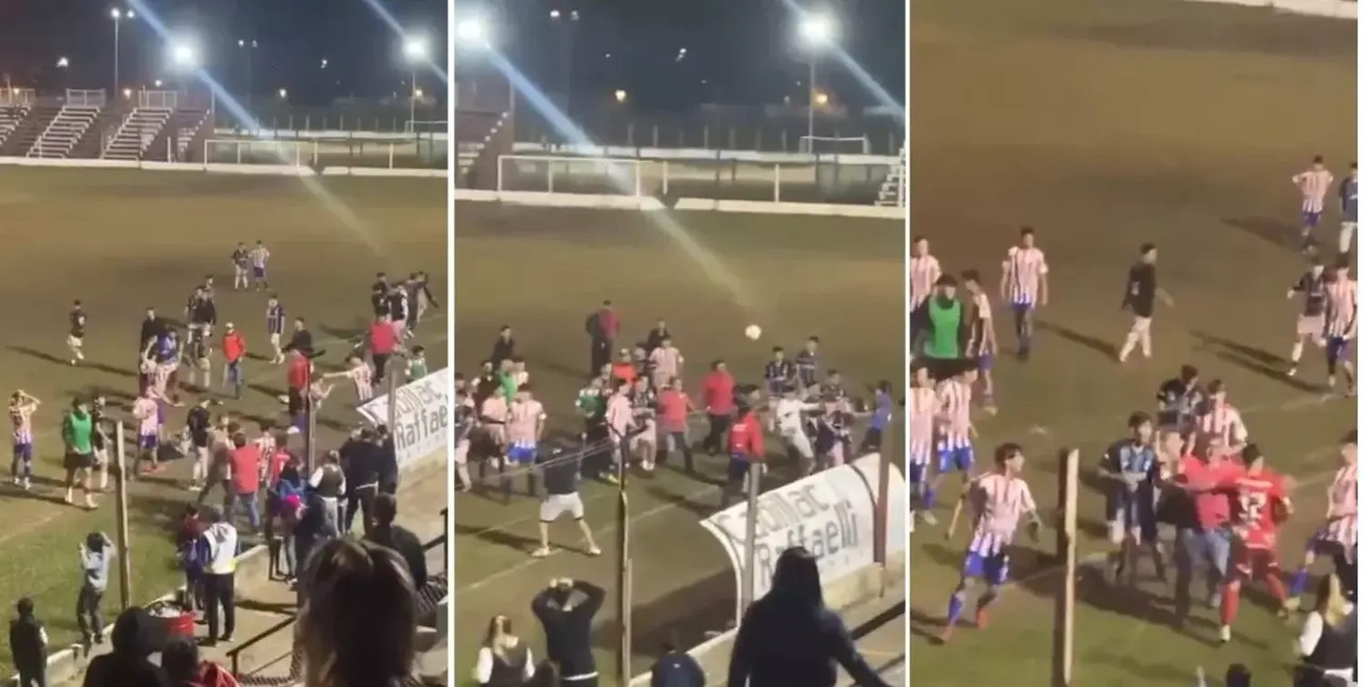 Video: un grave episodio en un partido de fútbol terminó con un joven quebrado en Concordia