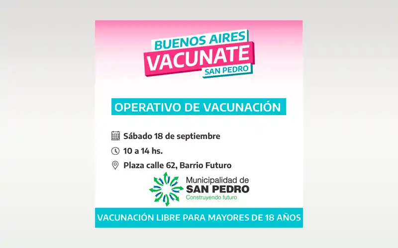Operativo de vacunación el sábado en Barrio Futuro