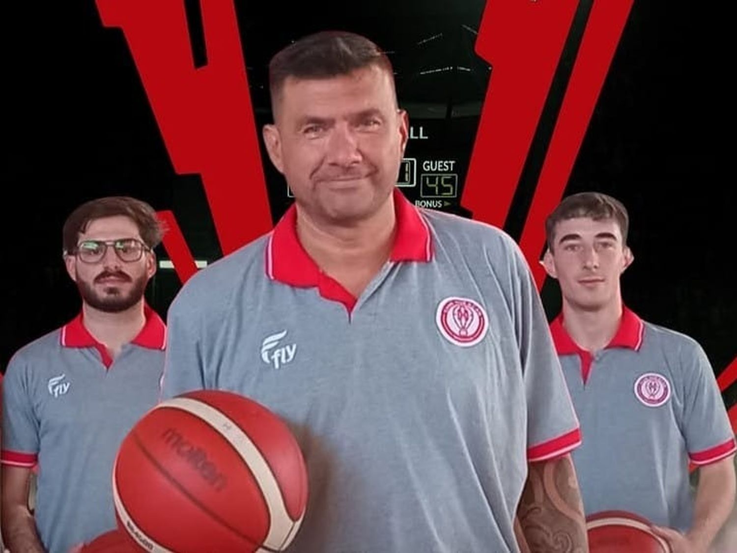 Cuerpo técnico. Julián Cuello, Carlos Verge el entrenador principal y Nicolás Más