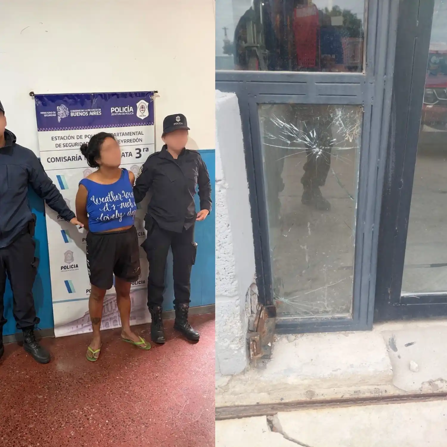 El hecho se produjo cuando la imputada provocó daños en el frente del comercio “Sogni”, situado en Edison 628.