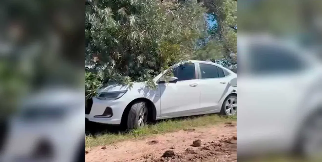 El vehículo quedó abandonado detrás de un barrio privado.