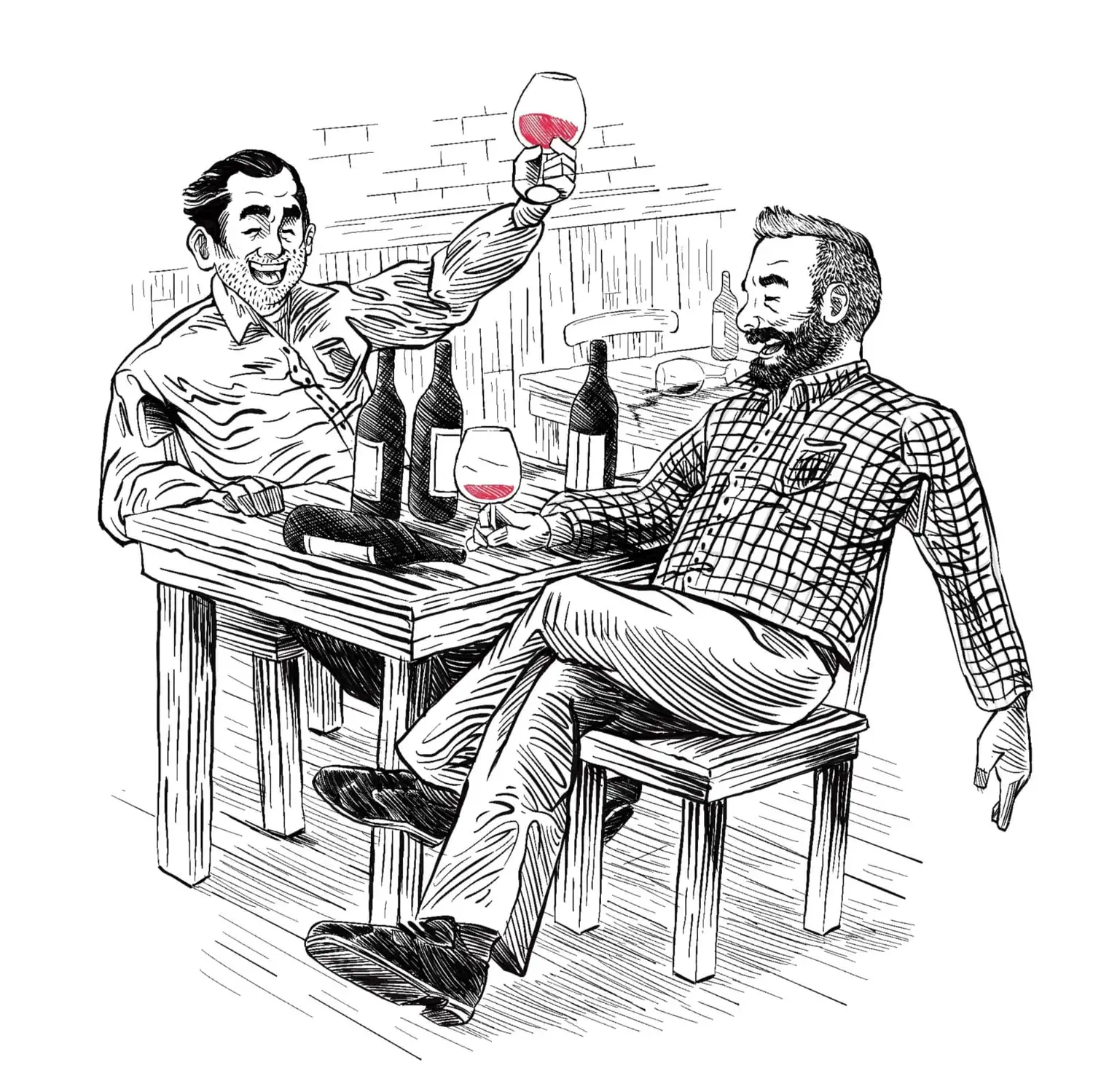 Con amigos el vino sabe mejor.