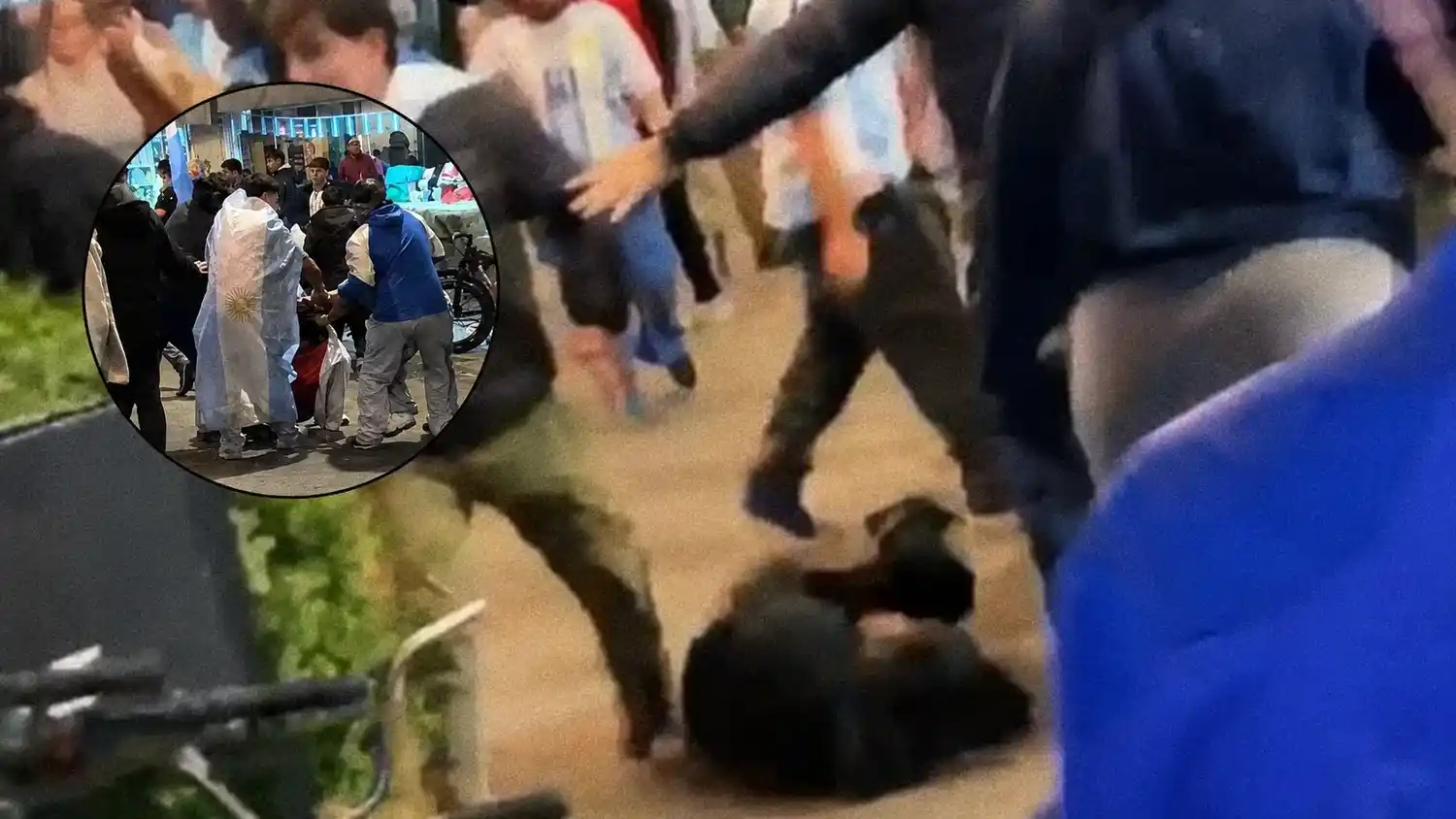 Dos imágenes de lo ocurrido anoche en la zona céntrica, Los hechos de violencia trastocaron la celebración del triunfo argentino.