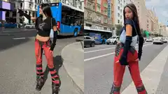 Emilia Mernes: la joven se mostró dispuesta a pasear por Madrid con un llamativo look.