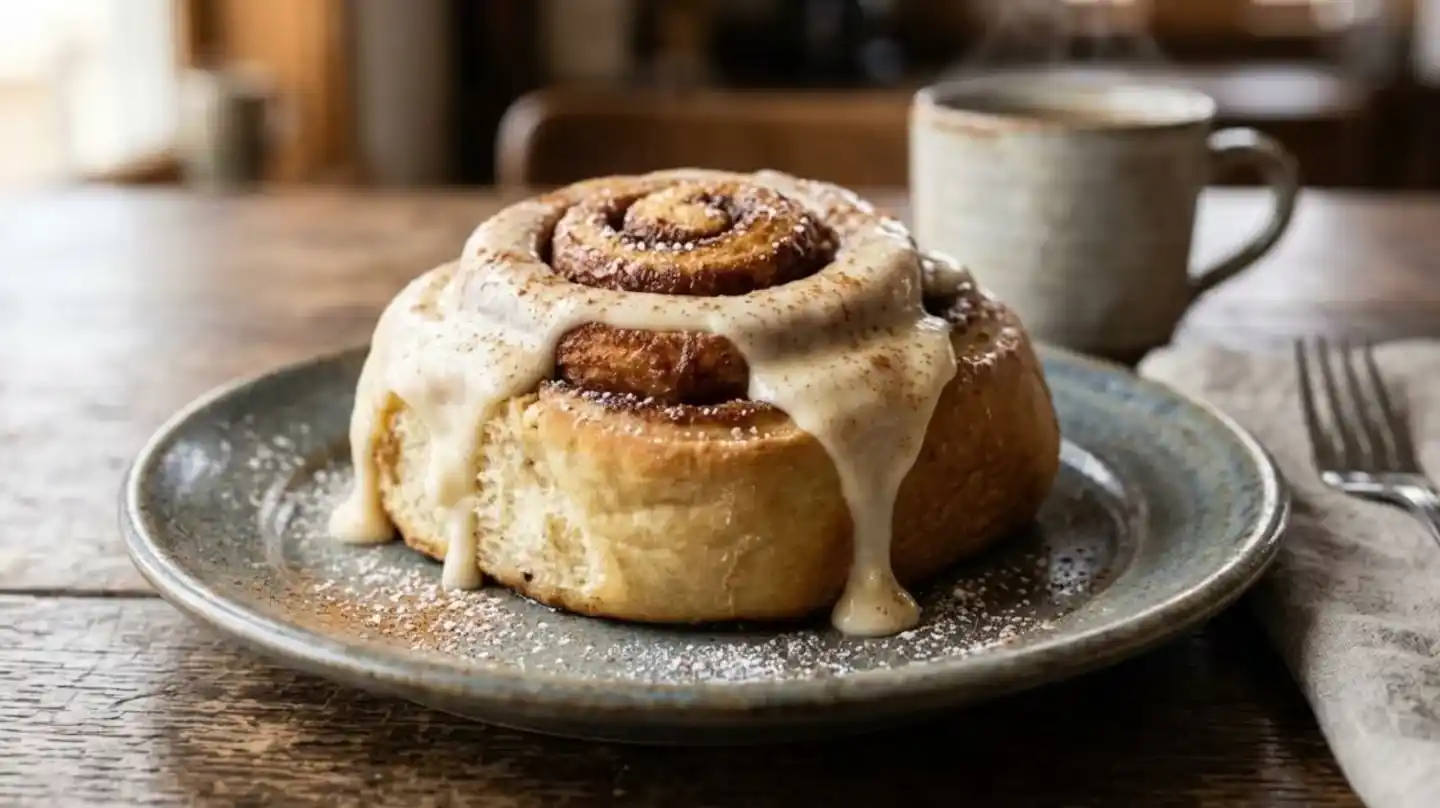 El cinnamon roll se caracteriza por su masa suave y aromática, combinada con azúcar y canela.
