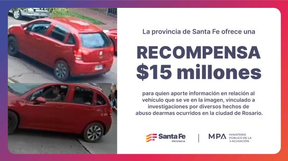 La provincia ofrece una recompensa por información sobre un auto relacionado a tiroteos en Rosario
