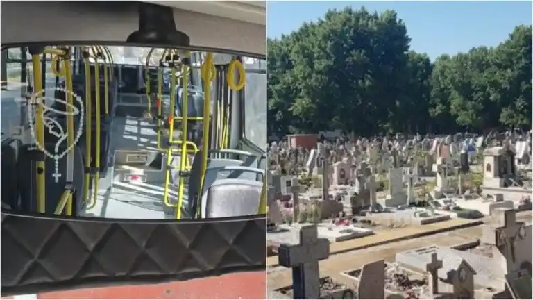 Chofer de colectivo captó cómo un fantasma acecha cada vez que pasa por un cementerio