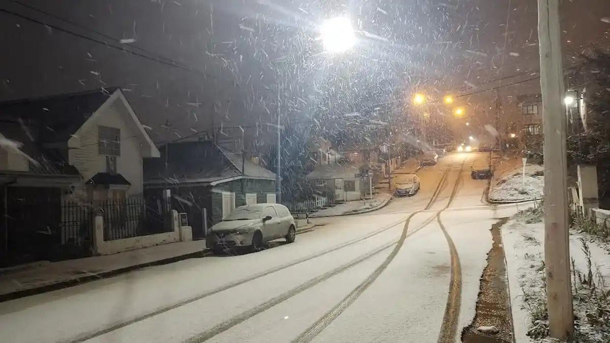 Nieve en la la ciudad más austral del mundo.