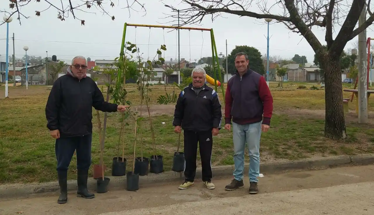 Entregaron siete árboles para plantar en la plaza del barrio CGT