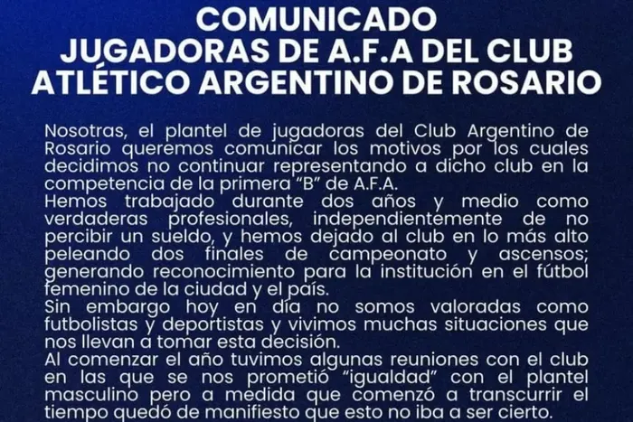 Comunicado de las jugadoras