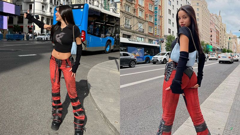 Emilia Mernes: la joven se mostró dispuesta a pasear por Madrid con un llamativo look.