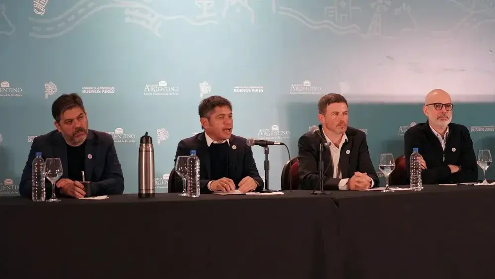 Carlos Bianco, Axel Kicillof, Augusto Costa y Federico Agüero en la apertura de Expo FITBA.