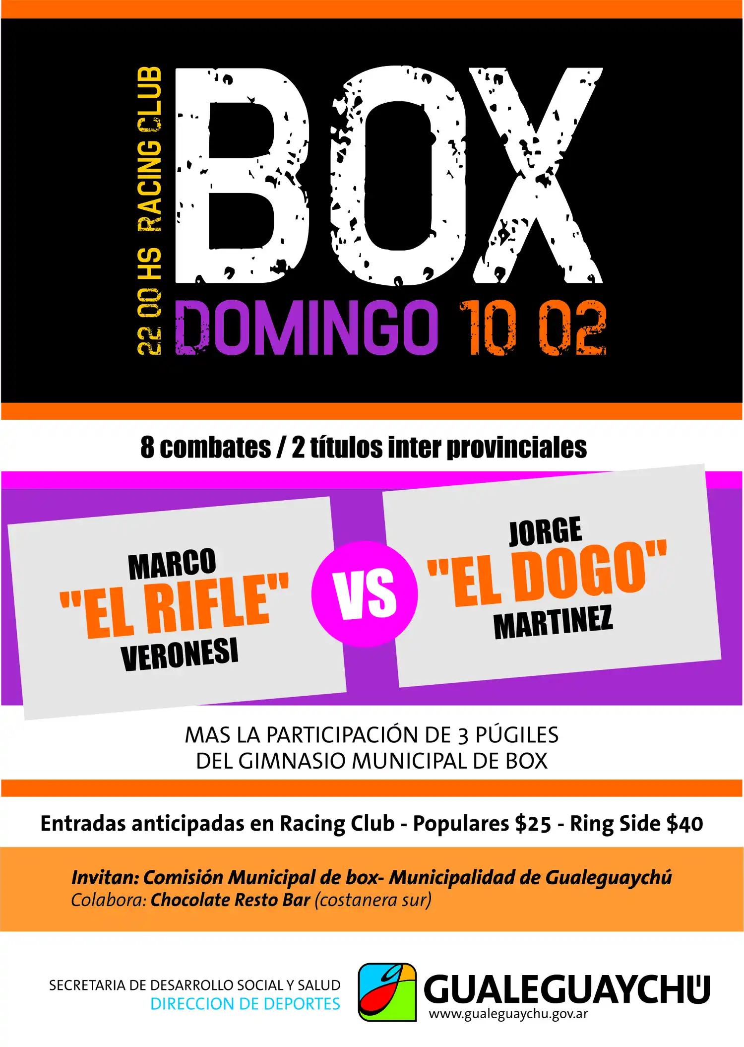 Nuevo festival de Box este domingo en el Rácing Club