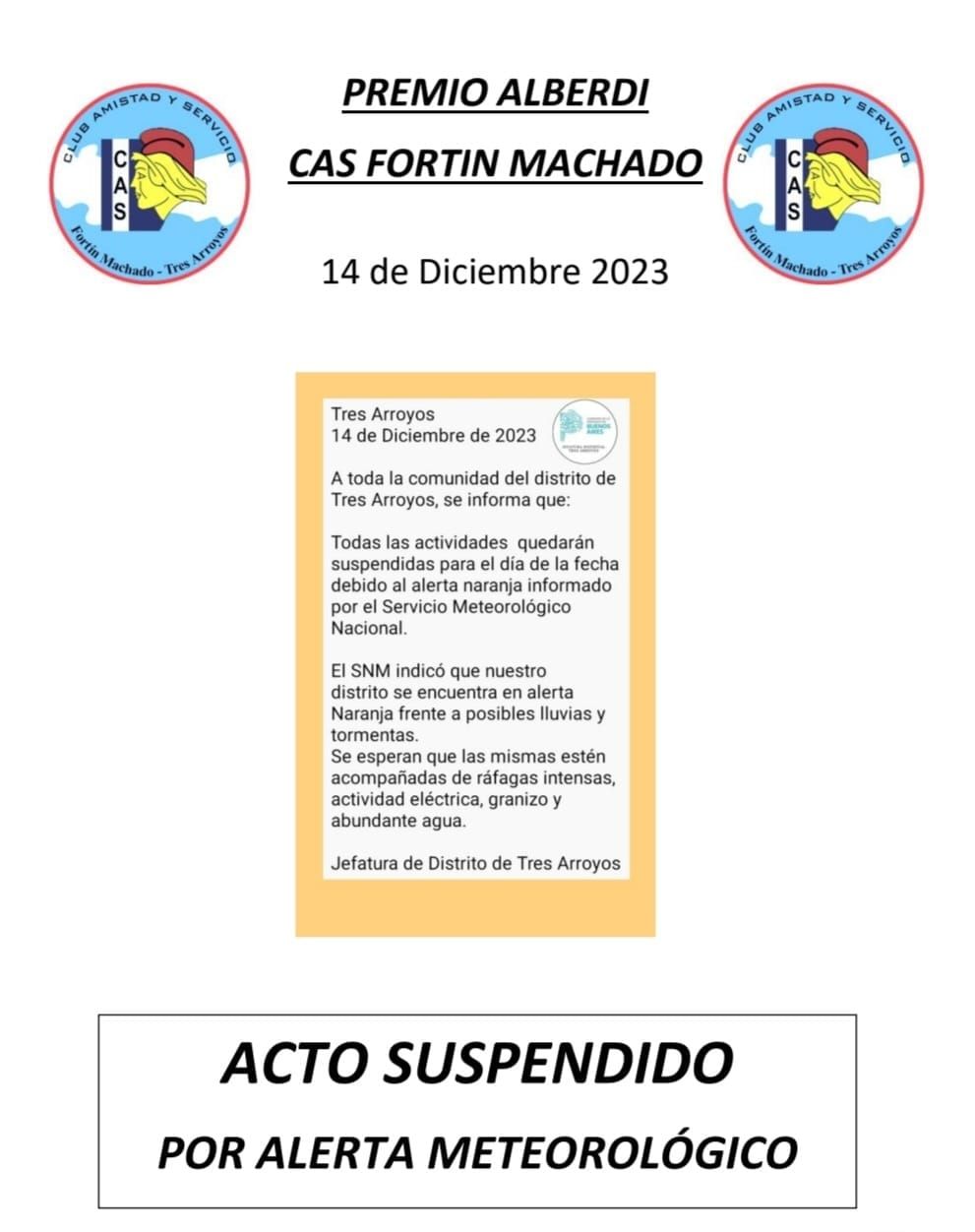 Se suspendió la entrega del Premio Alberdi