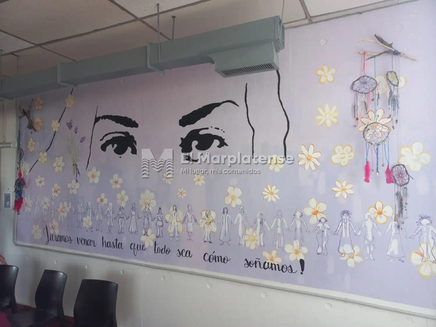 A casi ocho años del crimen, el mural de Lucía Pérez en  la Universidad Nacional de Mar Del Plata.