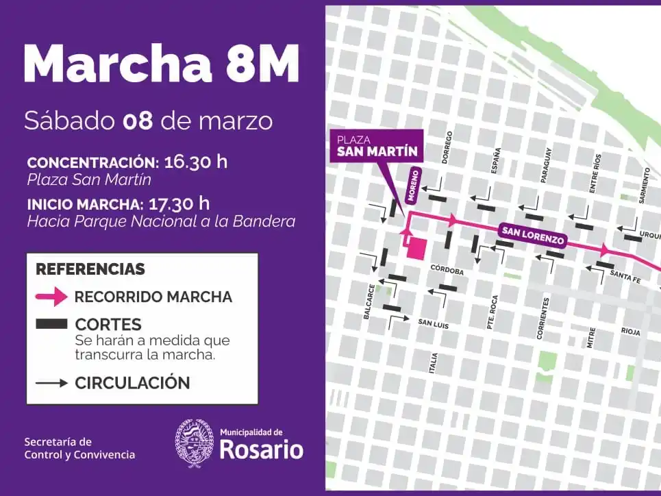 Qué cortes de tránsito y desvíos habrá por la marcha del Día de la Mujer este sábado