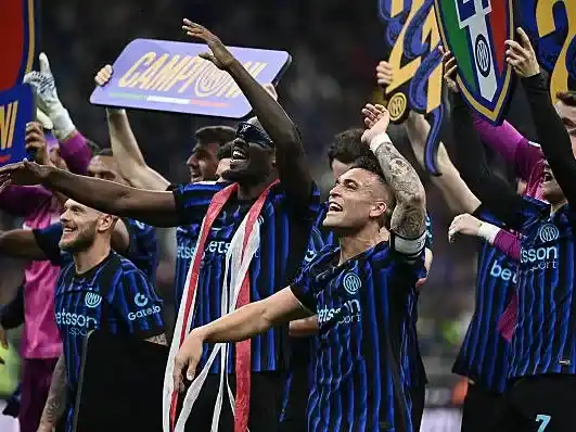 El festejo de Lautaro Martínez y sus compañeros.