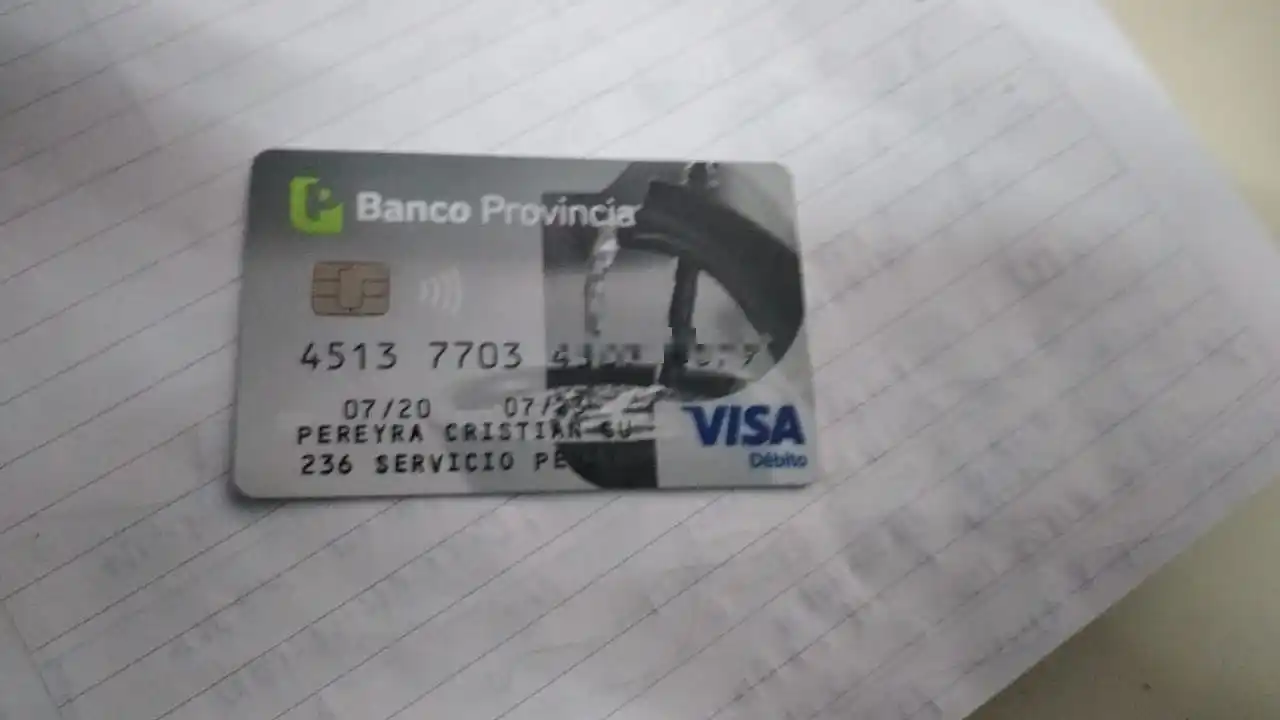 Encontraron tarjeta a nombre de Cristian Pereyra