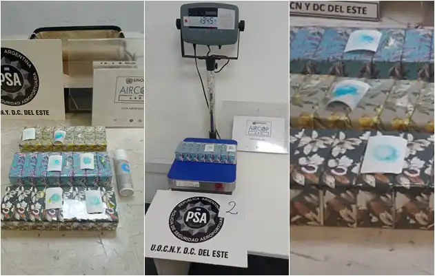 Ezeiza: Intentó contrabandear más de cuatro kilos de cocaína disimulados en paquetes de jabones