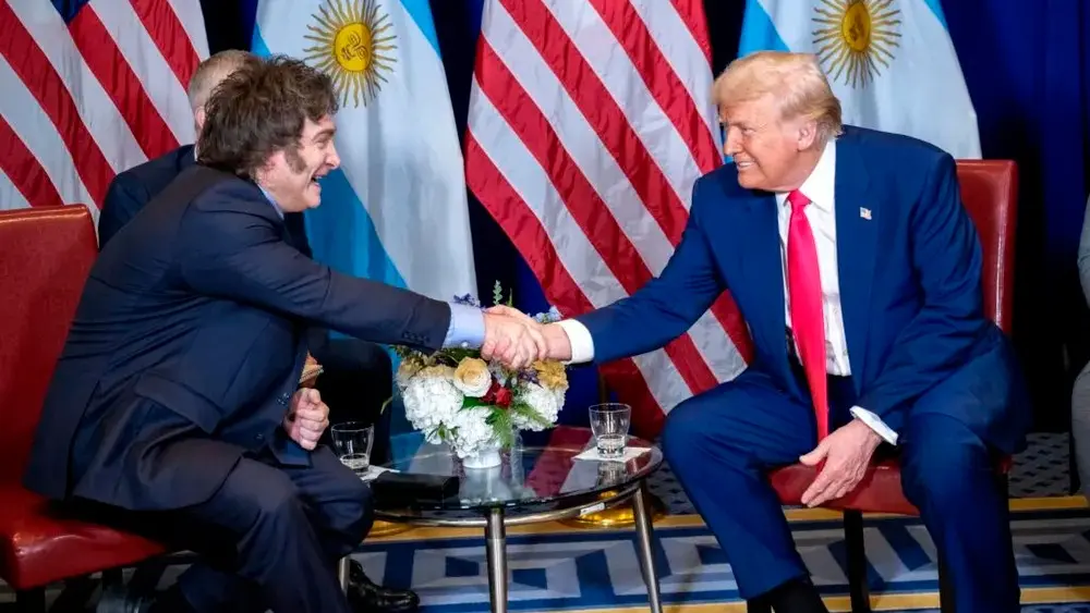 El presidente Javier Milei y su par norteamericano, Donald Trump. (Embajada EEUU)