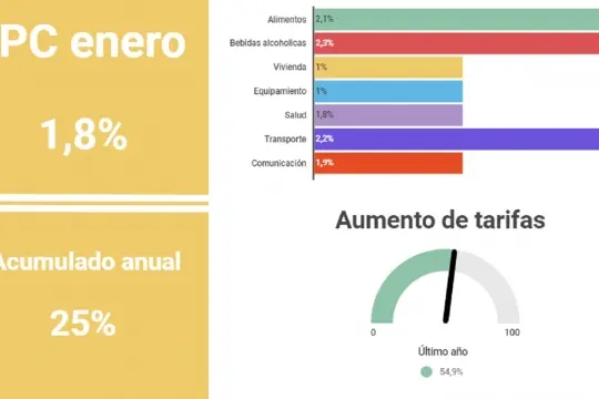 La inflación de enero fue del 1,8%: servicios aumentaron 54,9% en un año