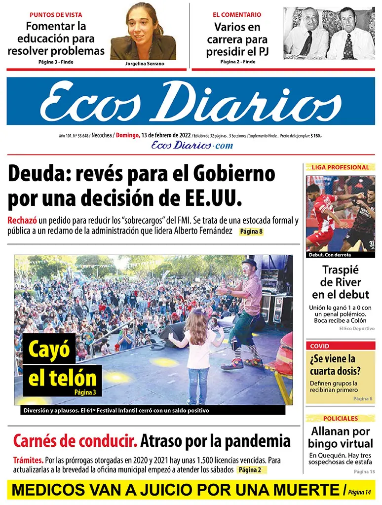 Tapa del 13 de febrero de 2022