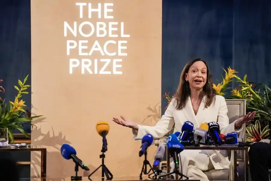 María Corina Machado, en Oslo, tras recibir el Premio Nobel de la Paz