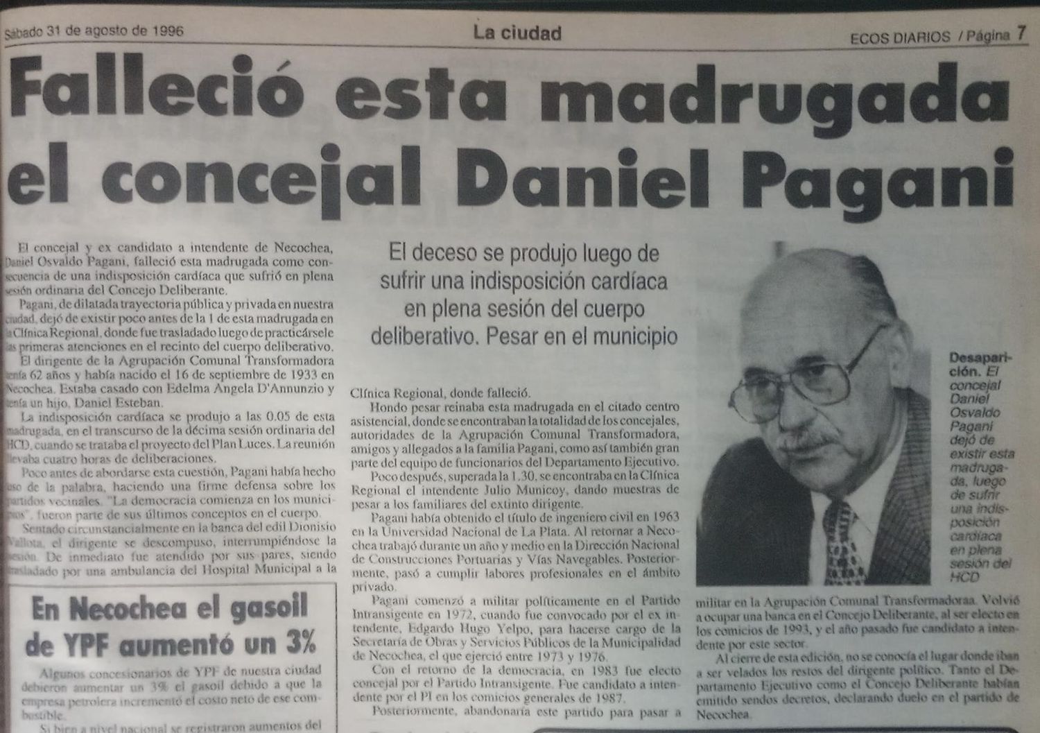 La ACT recuerda a Daniel Pagani