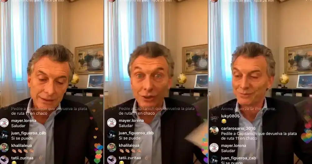 Macri realizó por primera vez un vivo en Instagram
