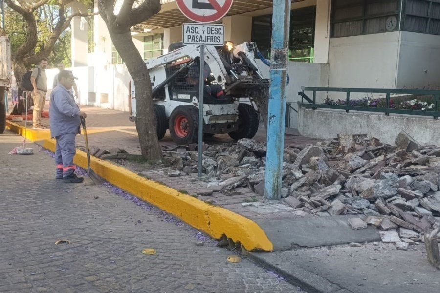 Se iniciaron obras de remodelación en las veredas del edificio municipal
