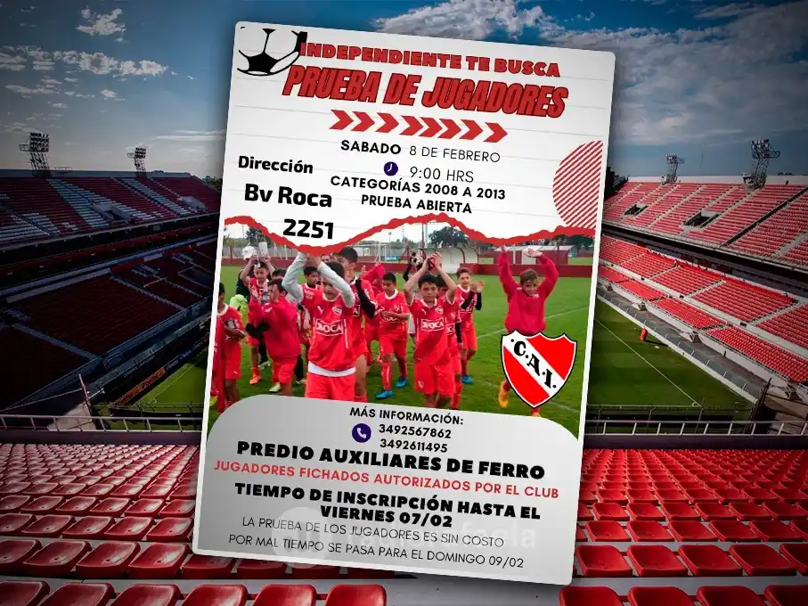 Flyer compartido por la Peña Roja Rafaela Gabriel Milito