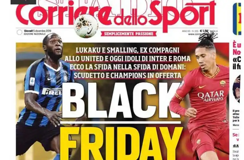 “Black Friday”: la polémica tapa de un diario italiano anunciando el partido Inter-Roma
