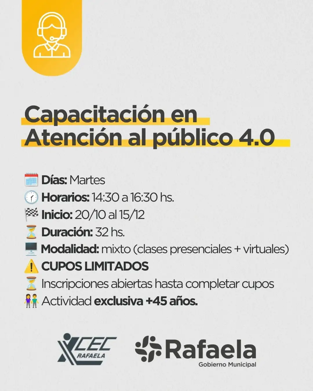 ¿Tenés más de 45 y buscás trabajo? Llega Atención al Público 4.0