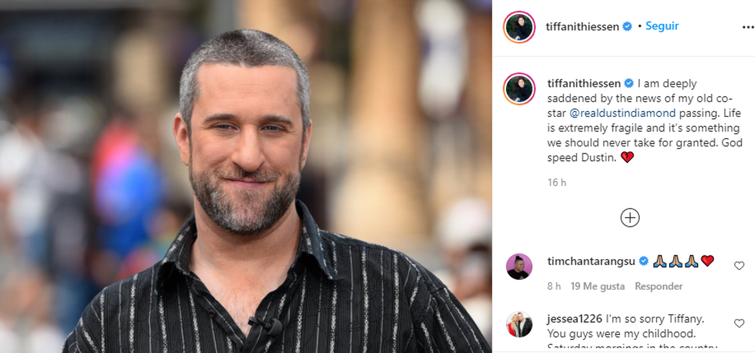 Tiffani Thiessen también despidió a Dustin Diamond en Instagram.