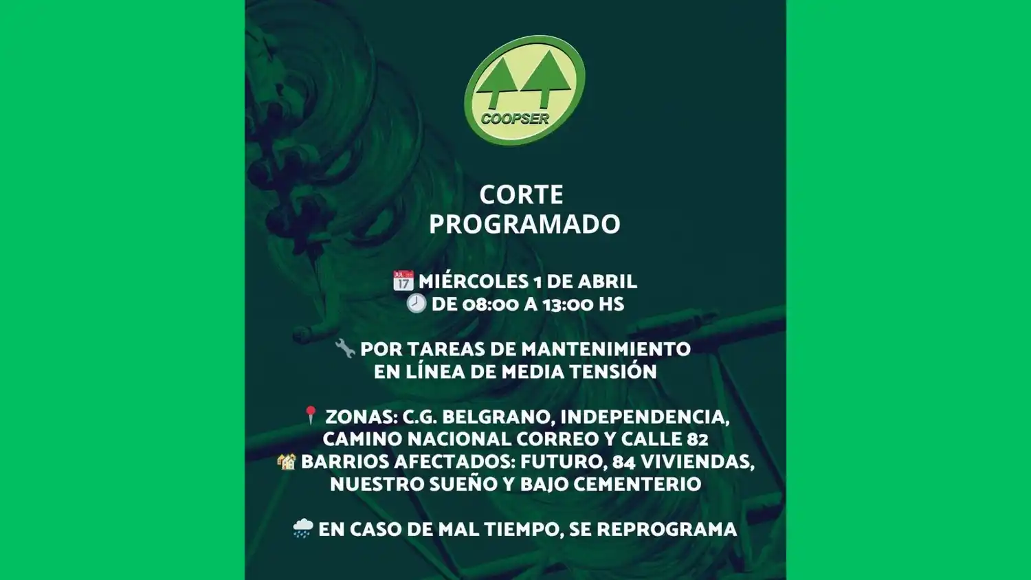 CoopSer corte energía 260401