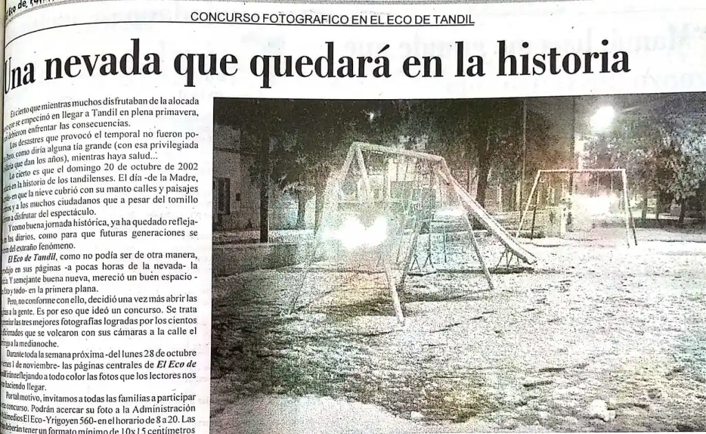 ¡Qué frío! Las bajas temperaturas y el recuerdo de octubre de 2002, cuando nevó en Tandil
