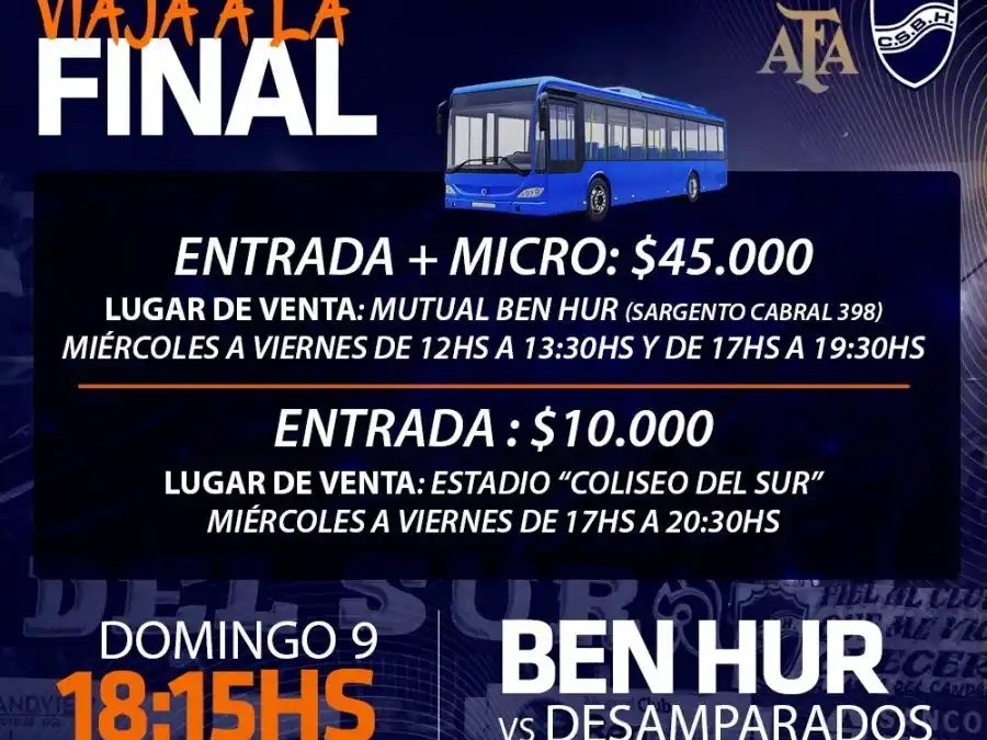 BEN HUR  VENTA DE ENTRADAS   FINAL    POR EL ASCENSO AL FEDERAL A