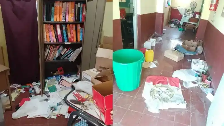 El interior del establecimiento quedó devastado por la acción de los ladrones.