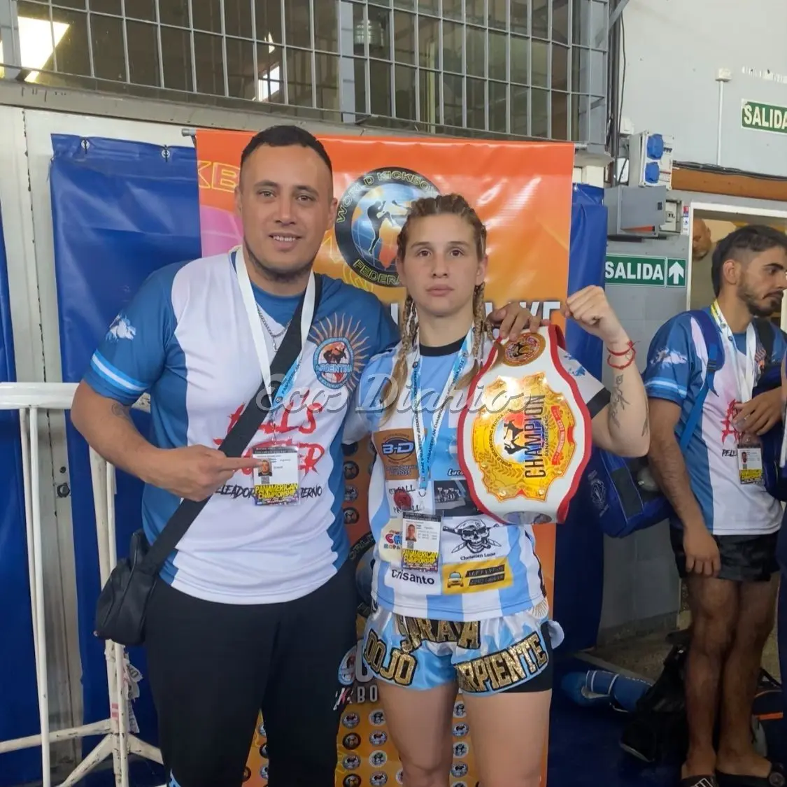 Katherine Pirello y su entrenador Maximiliano Saravia.