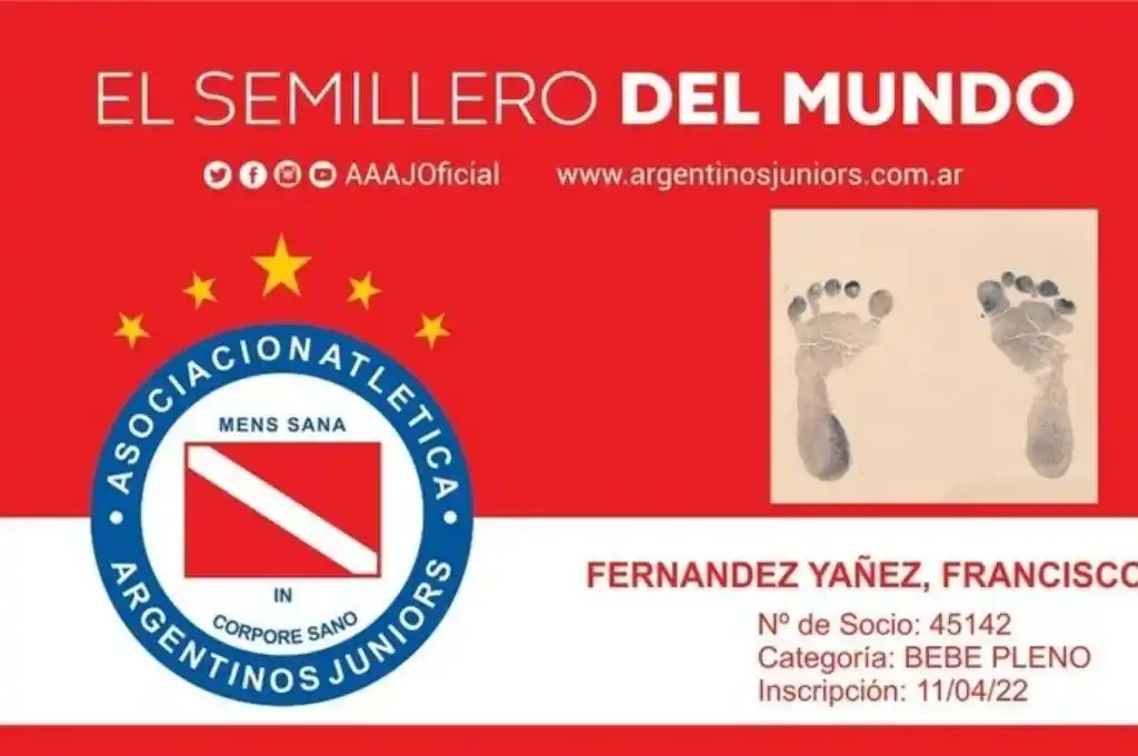 El hijo de Alberto y Fabiola ya es socio de Argentinos Juniors